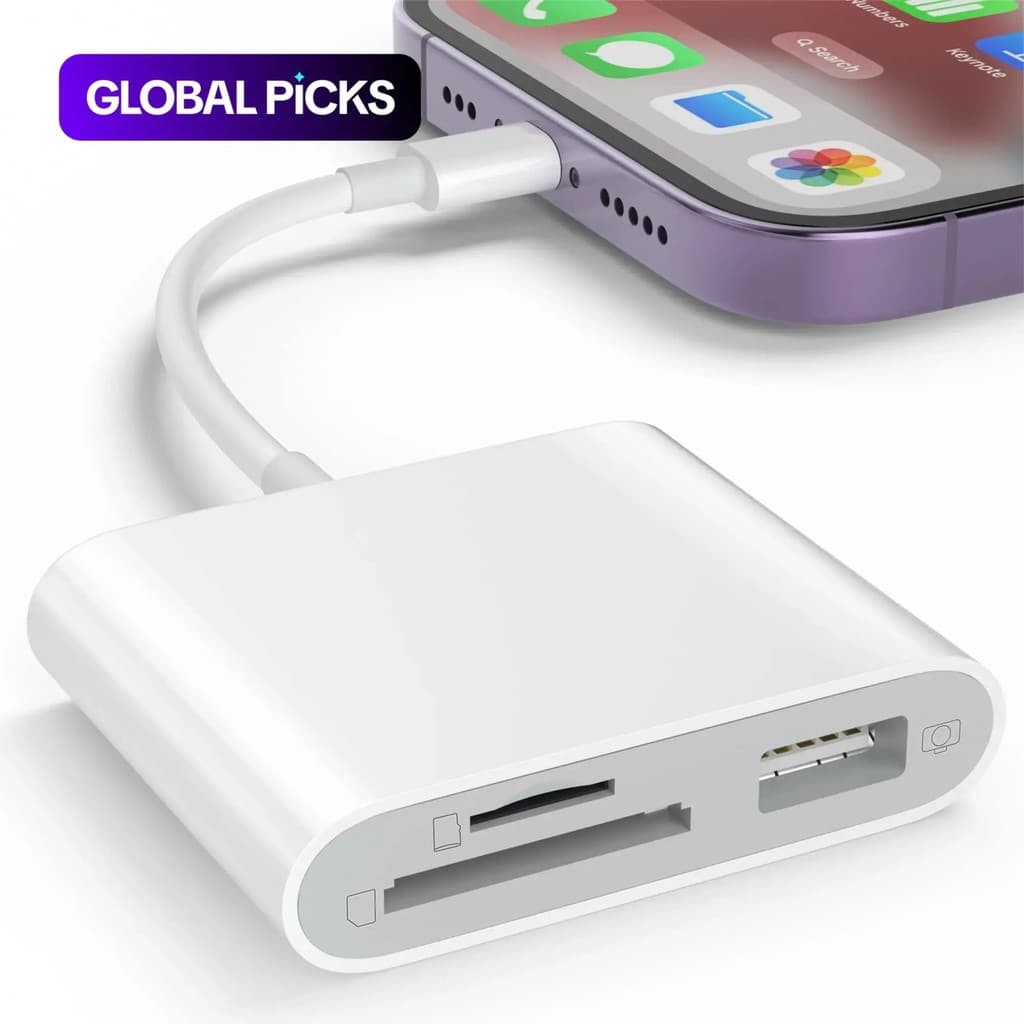 Adaptador OTG para Leitor de Cartão SD, Leitor de Cartão com Adaptador de Câmera USB, Visualizador de Cartão SD para Câm