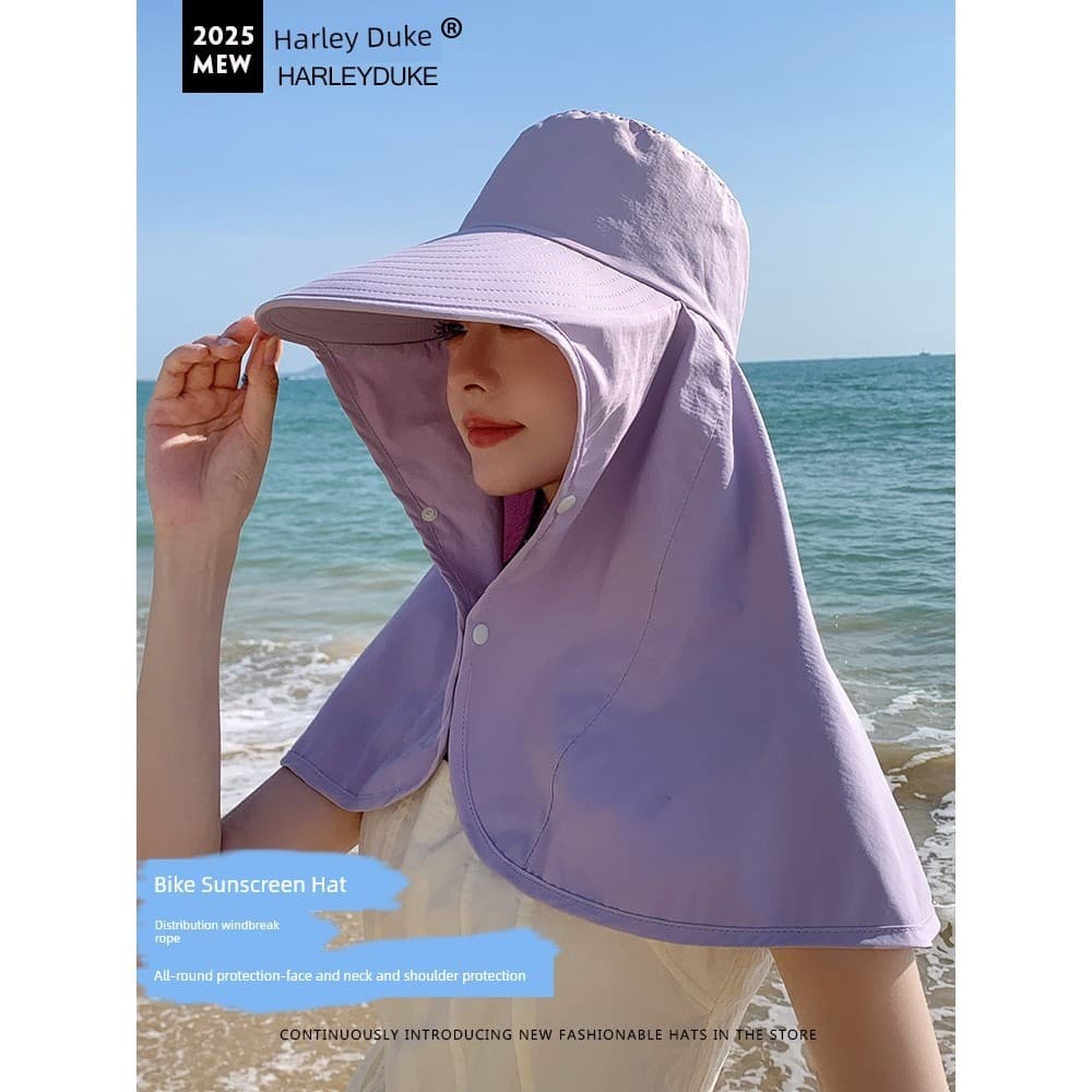 Chapéu de proteção solar de verão feminino aba grande ultravioleta chapéu de sol xale chapéu ao ar livre pescoço proteçã