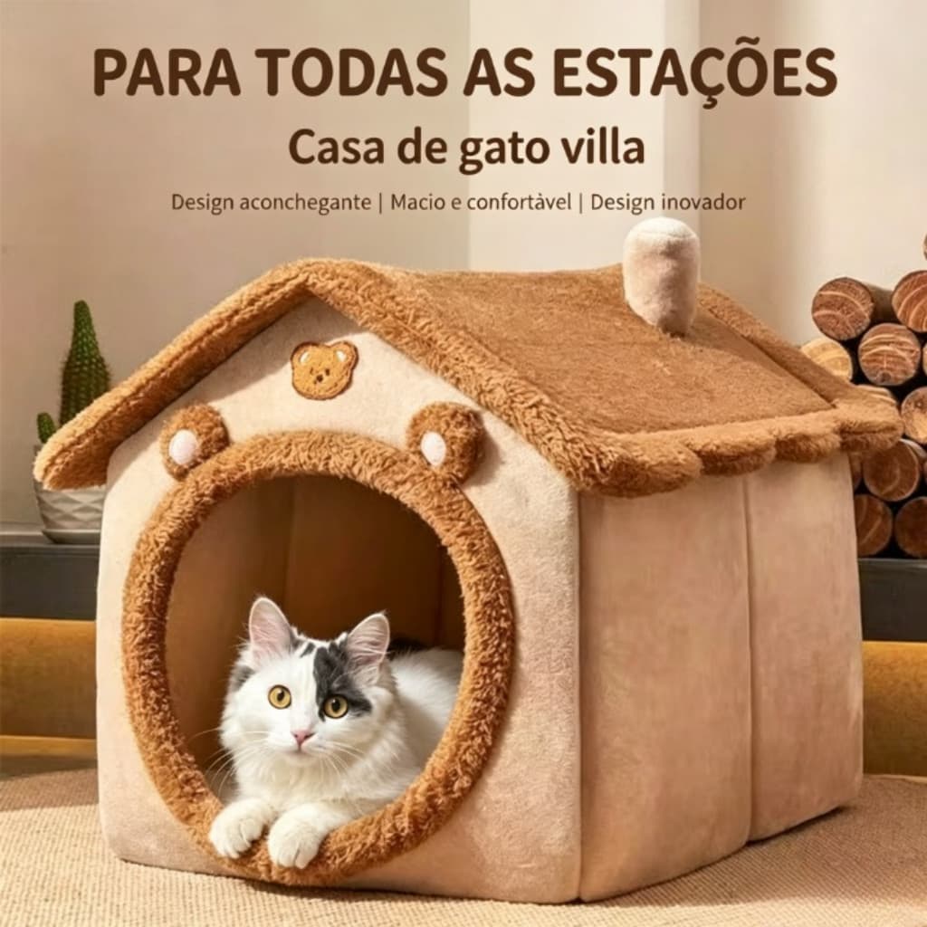 Casa para Gatos e Cachorros Pequenos Cama Pet Fofa e Quentinha Lavável Toca Confortável Todas as Estações