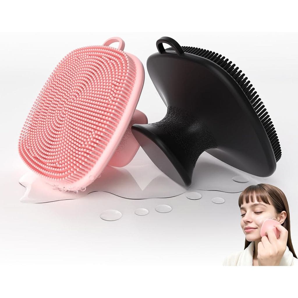 Conjunto de 2 Escovas Esfoliantes Faciais de Silicone para Homens e Mulheres, Escova de Limpeza Facial Reutilizável, Sua