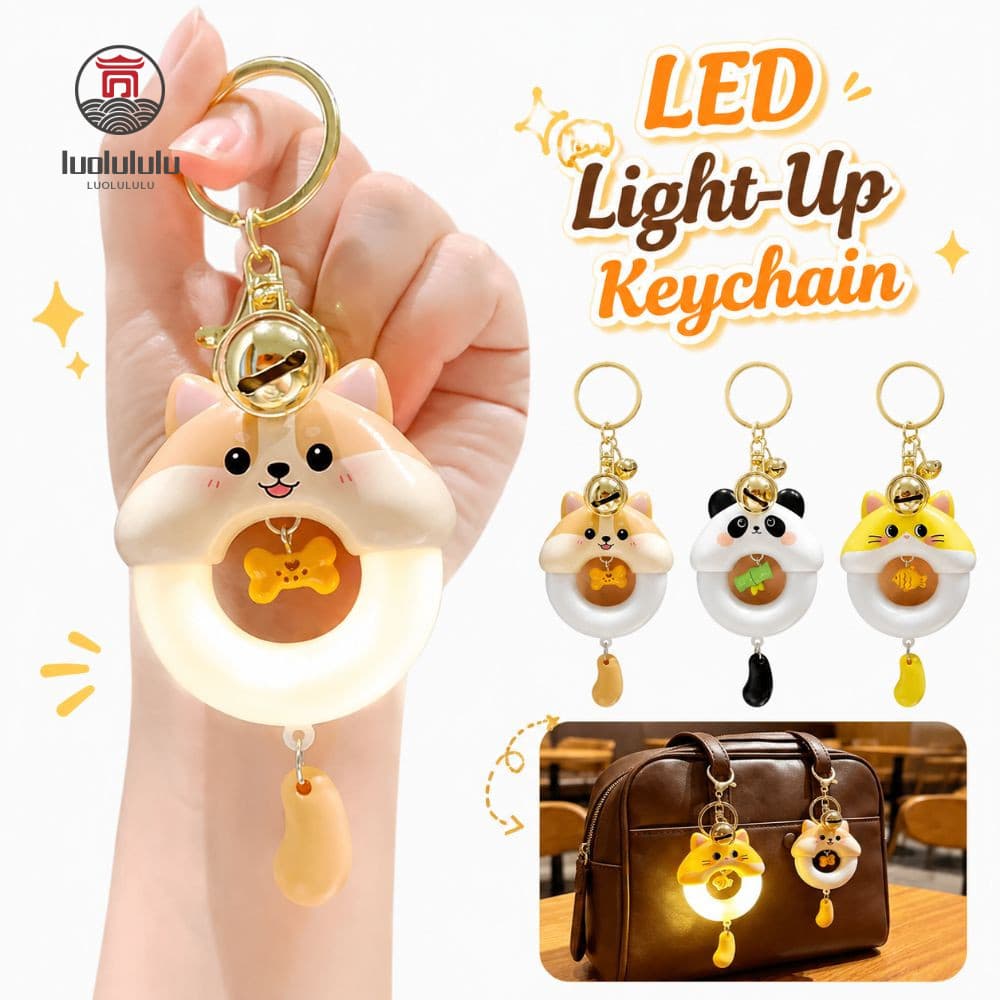 LUOLULULU Pingente De Bolsa LED , Chaveiro Iluminado Leve E Versátil De Carro Fofo Multifuncional De Desenho Animado