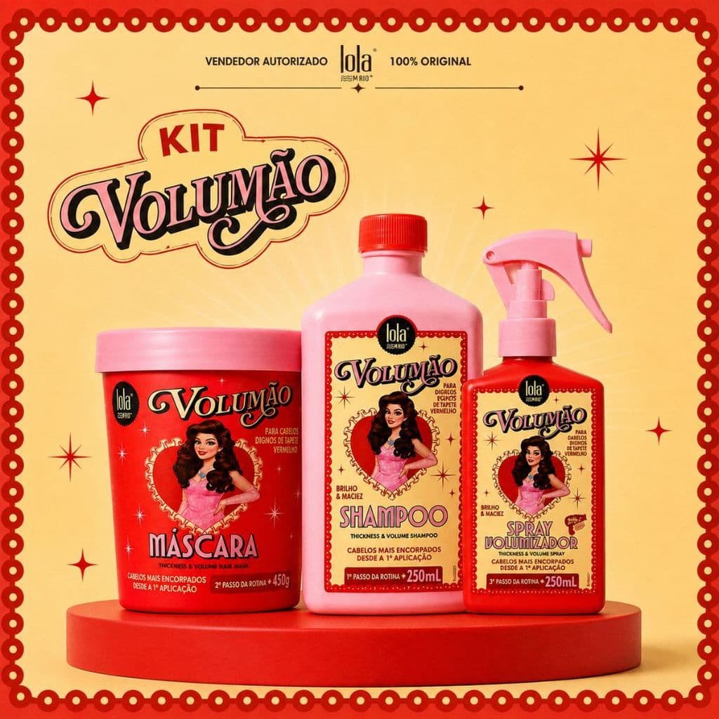 Linha Completa Lola Volumão | Shampoo 250ML + Spray 250ML + Máscara 450G