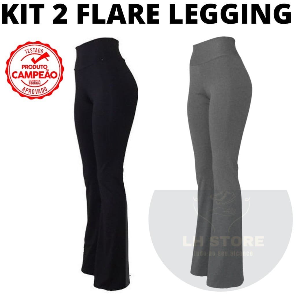 Kit 2 Calça Legging Femenina Flare Bailarina Boca de sino Roupas Femininas