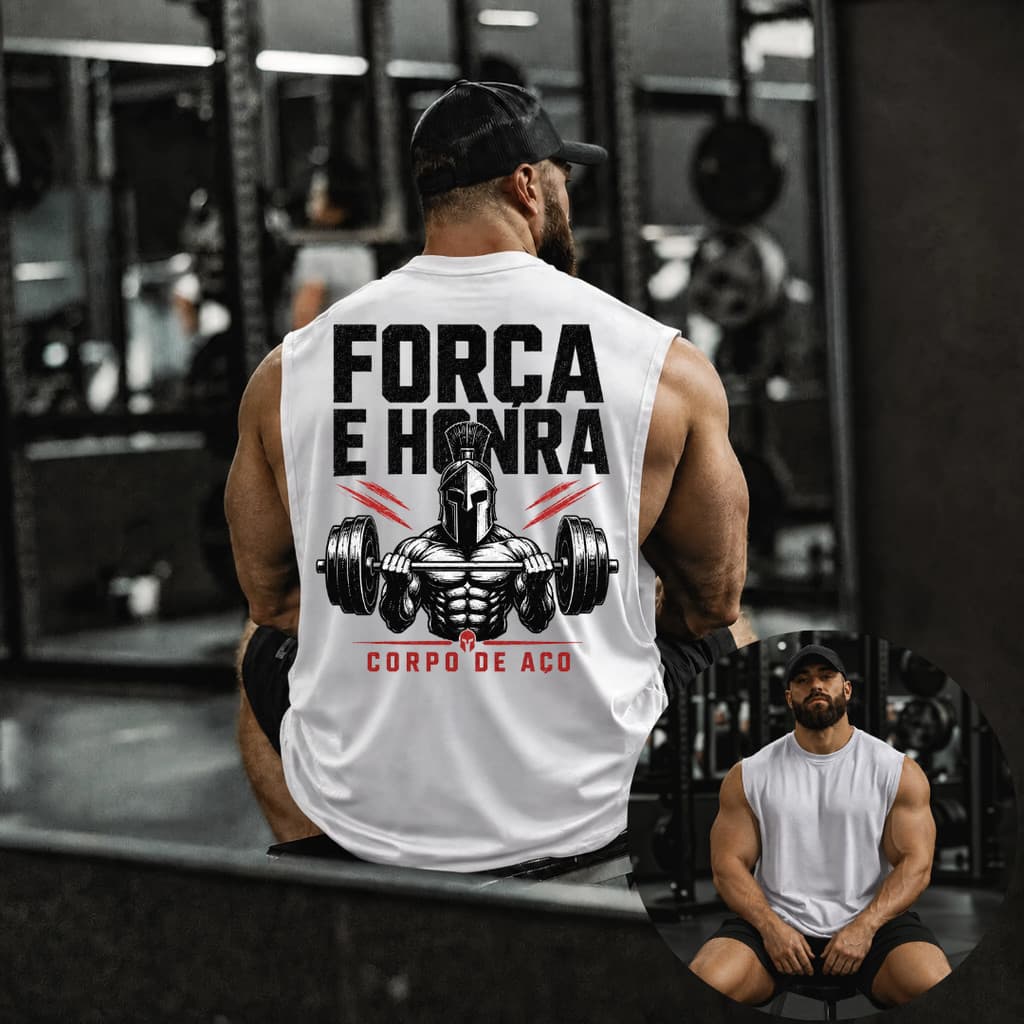 Camiseta Regata Masculina Fitness Força e Honra