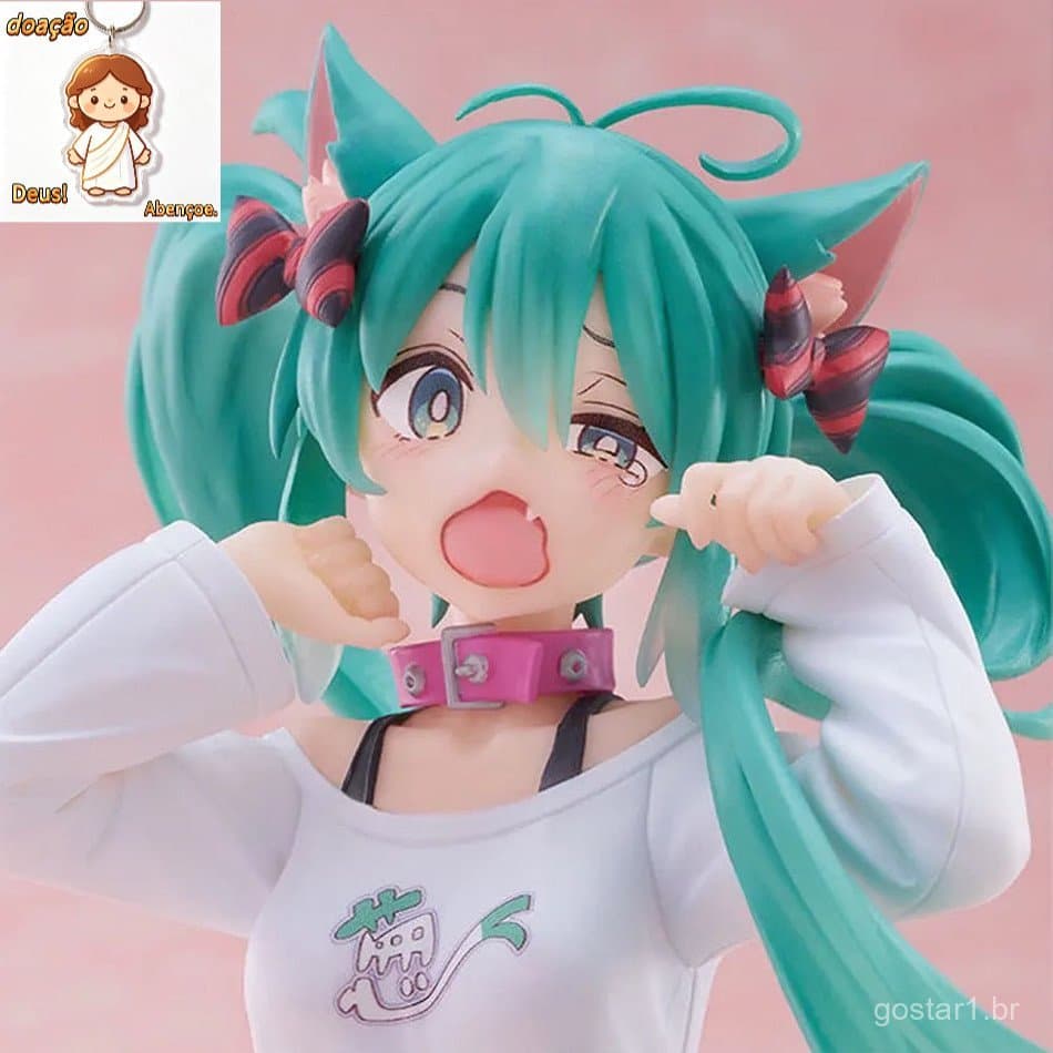 Hatsune Miku Desktop Figura De Ação Fofa 11 Cm Neko Camiseta Ver . Estatueta De Anime Kawaii Girl Model Toy Gift