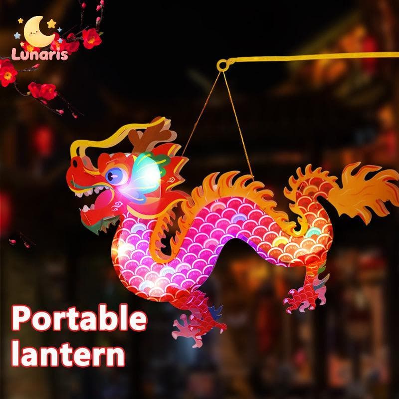 Lunaris 2024 Mid-Autumn Festival Lanterna Feito À Mão Diy Material Bolsa Infantil Luminosa Pvc Dragão Nova