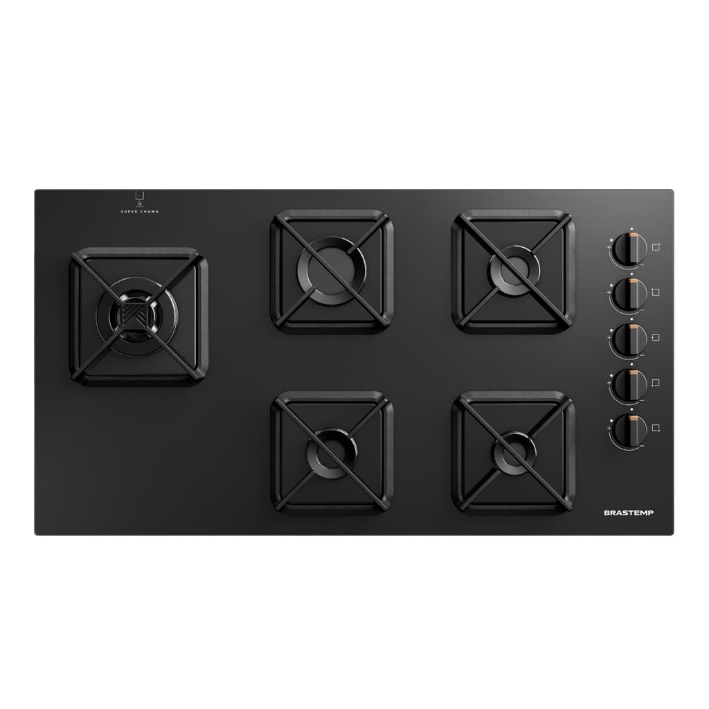 Cooktop Brastemp 5 Bocas a Gás, Grades de Ferro Fundido e Super Chama Lateral - BDS85AE