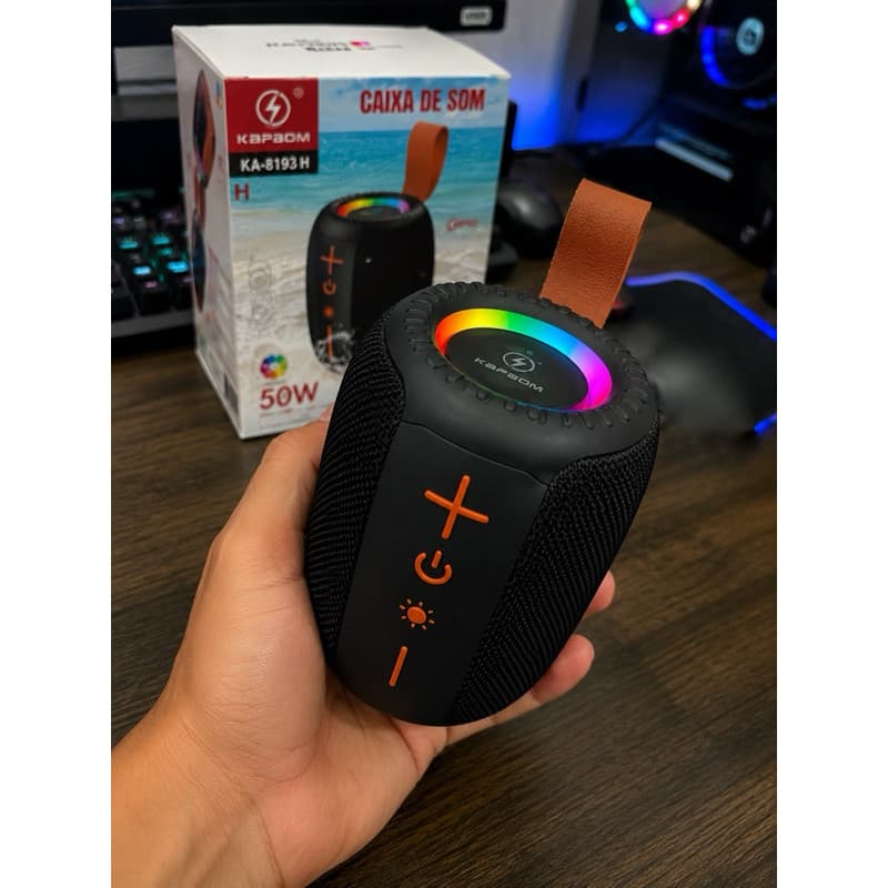 Caixa de Som Bluetooth Kapbom KA-8193H RGB 50W Portátil IPX6 TWS USB TF FM Bluetooth 5.4