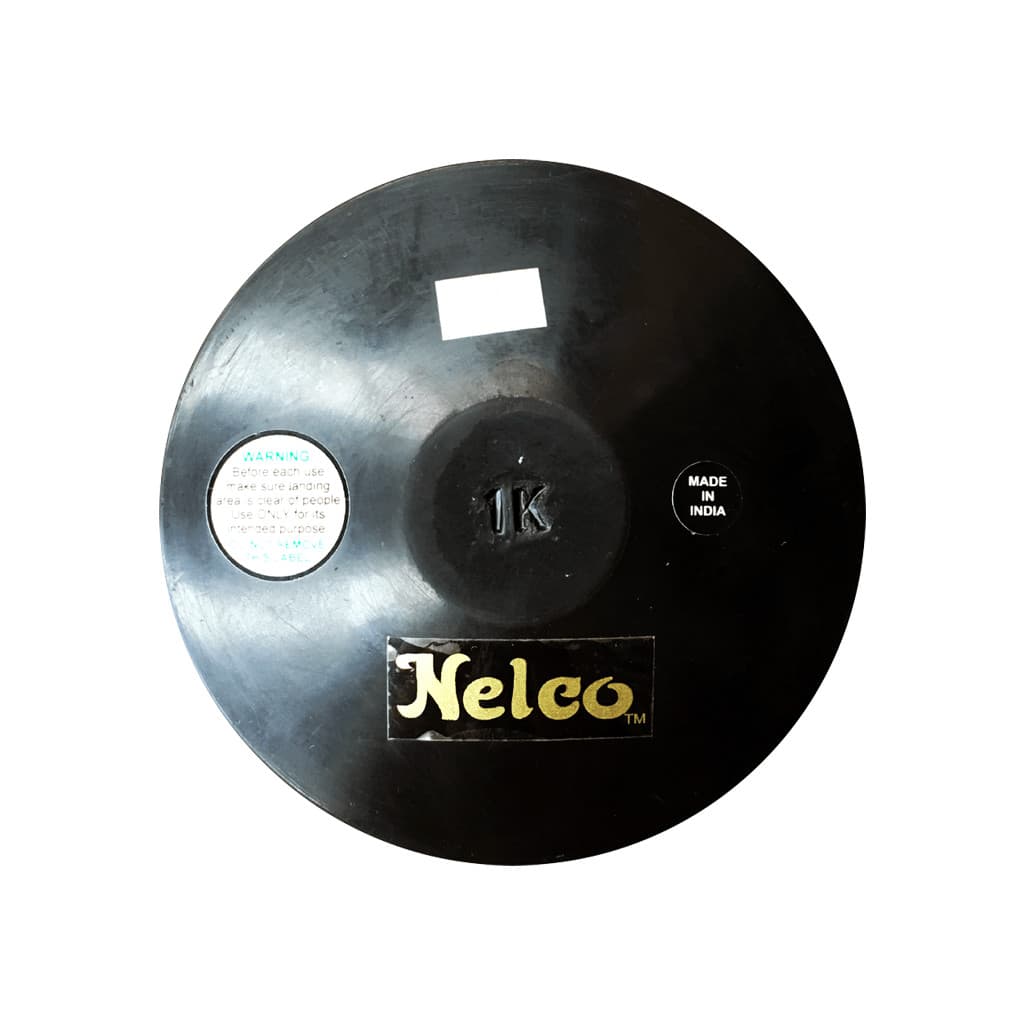 Disco de Atletismo de Borracha para Lançamento de 1KG - NELCO - Preto Borracha Maciça Treinamento