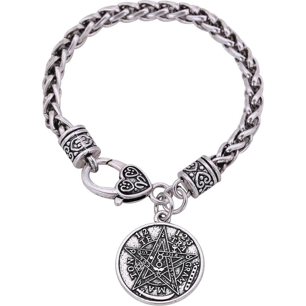 VASSAGO Amuleto do Nome de Deus em Hebraico Antigo Esotérico com Tetragrammaton e Pentagrama, Pulseira de Corrente de Tr