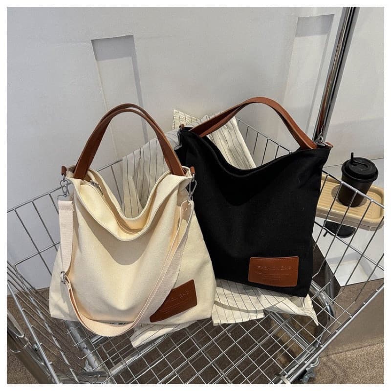 Bolsa de lona de grande capacidade para estudantes, bolsa transversal feminina