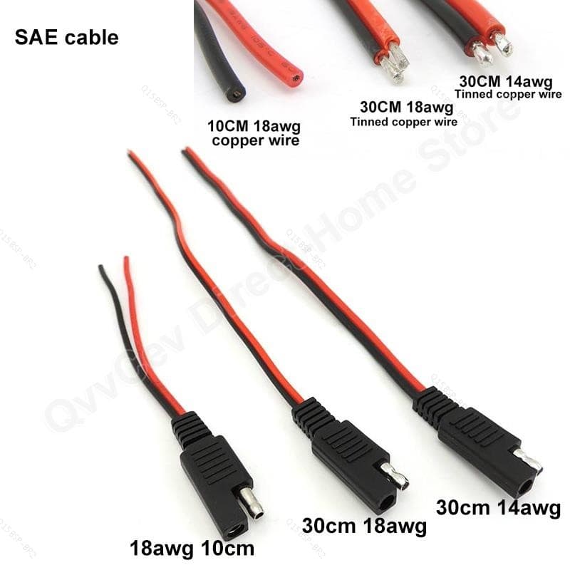 Cabo De Extensão Automotivo De Energia SAE , Faça Você Mesmo , 18AWG 10A 14AWG 20A , Plugue Fêmea , Fio De Bateria Solar