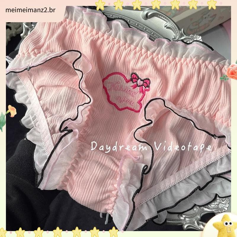 Bolo saia menina bonito Plus Size roupa interior puro algodão confortável respirável babados bordado Hip Briefs estilo j