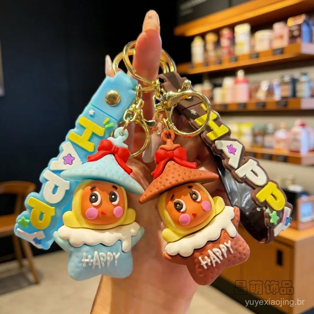 Chaveiro de Personagem Estelar 3D, Boneco de Desenho Animado, Pingente Decorativo para Mochila