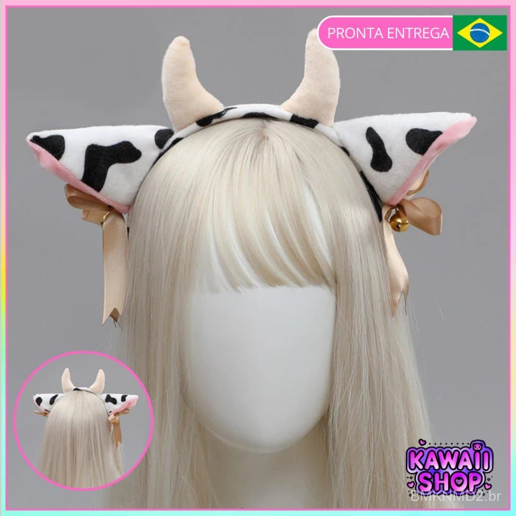 Tiara Orelha de Vaca com Sino Vaquinha Cosplay Cow