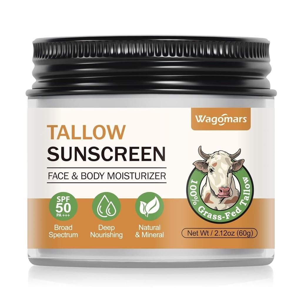 Protetor Solar de Sebo de Boi SPF 50 - Protetor Solar Mineral com Óxido de Zinco - Protetor Solar Não Tóxico para Rosto