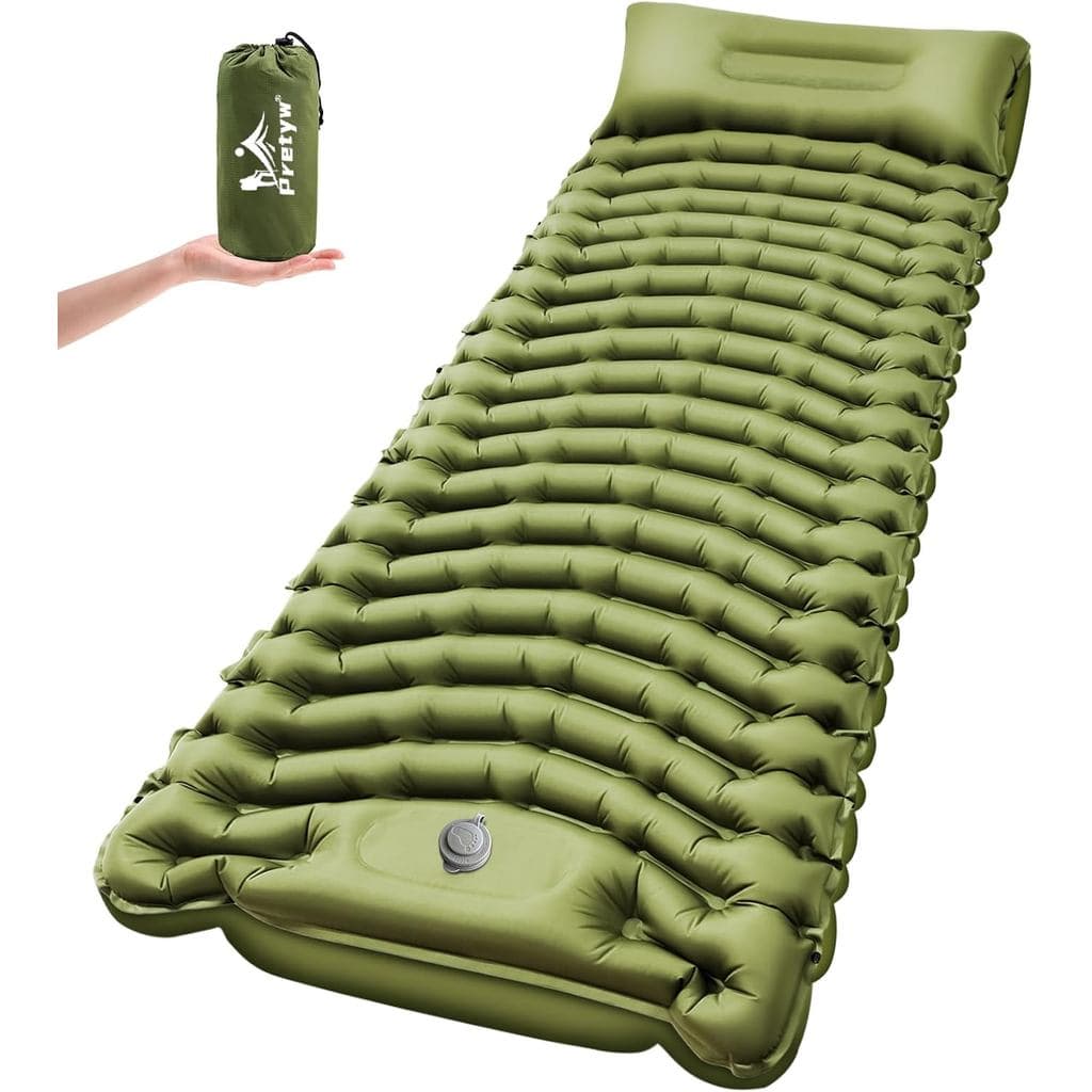 Colchão Inflável para Camping - Colchão de Camping Ultralight com Almofada, Bomba de Pé Integrada, Colchonete Inflável C