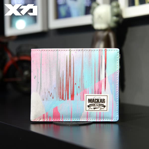 | carteira masculina grande | 【carteira masculina couro】 carteira masculina original ☞Mackar estudante rosa abstrato car