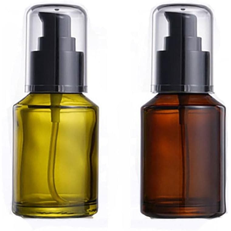 2Pcs 2Oz /60ml Empty Refillable Glass Lotion Pump Bottles with Clear Cap Cosmetic Make-up Cream Lotion Sample Packing St