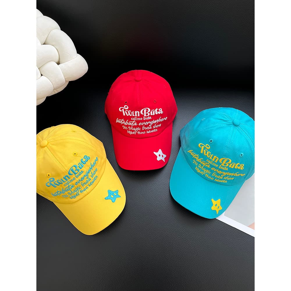2026 novo estilo contraste cor carta bordado amarelo chapéu de beisebol feminino grande circunferência da cabeça macio t