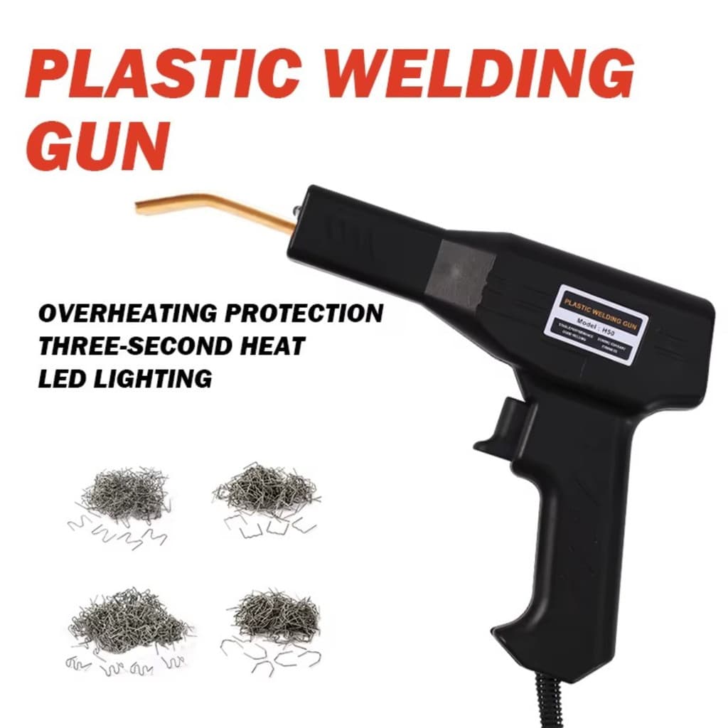 Máquina de Solda para Reparo de Para-Choques – Pistola de Soldagem Plástica com 4 Tipos de Grampos