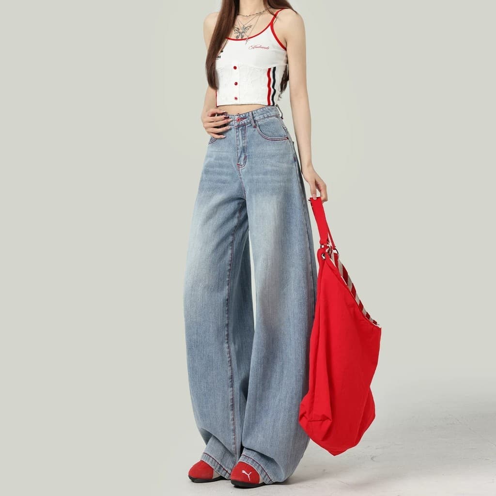 Cor clara Slub padrão bordado Jeans feminino verão Design fino sentido Machete calças tamanho grande gordura mm estilo p