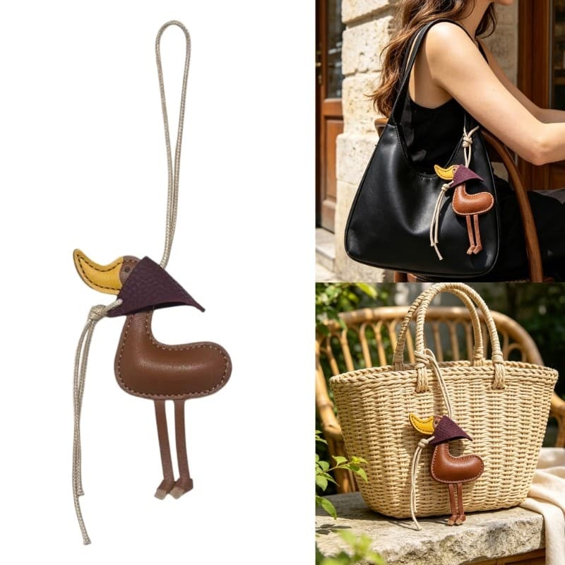 Charm Keychain Leather-Look Bag Accent for Keys and Backpacks