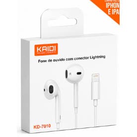 Fone de Ouvido Kaidi KD-7010 Lightning Áudio Estéreo Premium para iPhone