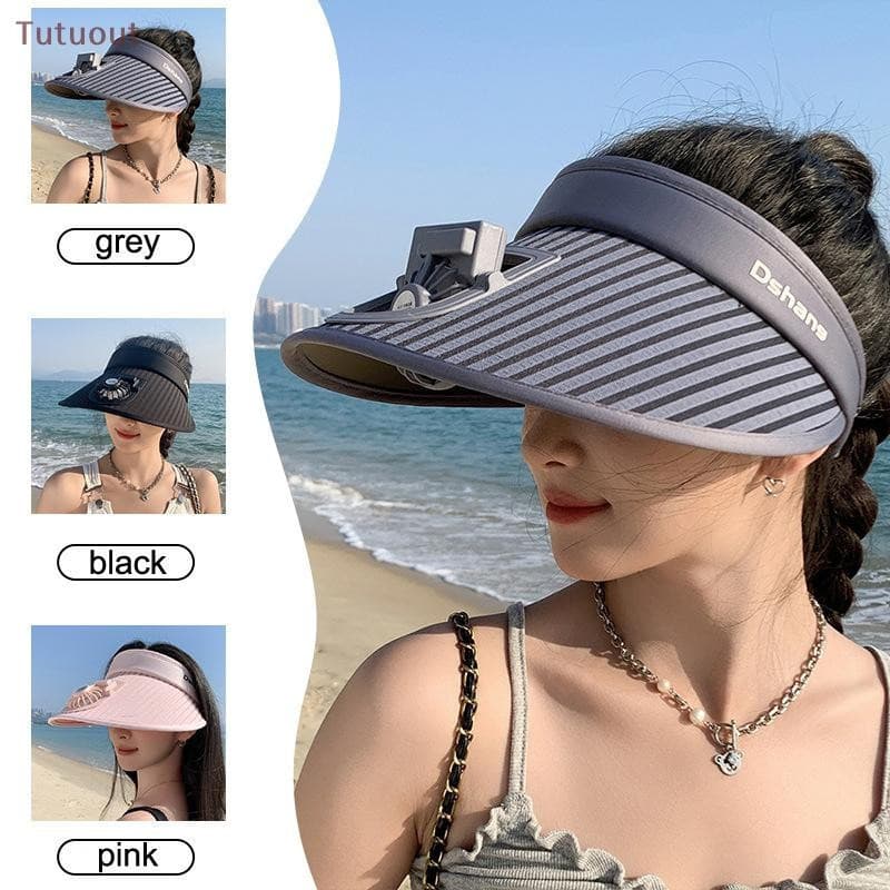 TUTU 1PC Chapéu Protetor Solar Ao Ar Livre Verão Grande Longo Da Viseira De Ventilador Recarregável Para Homens E Mulher
