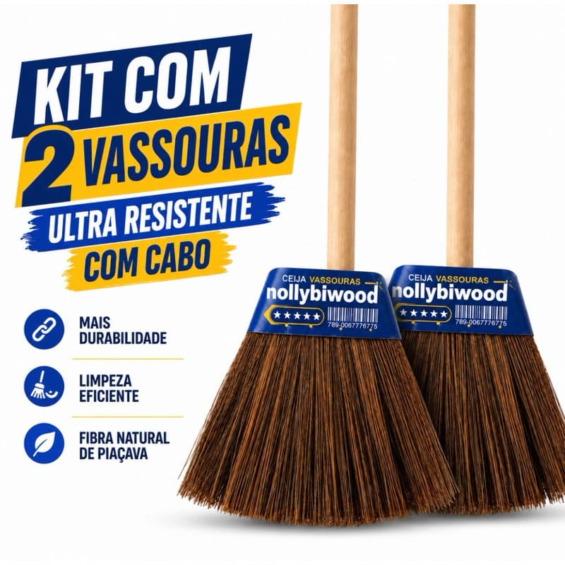 kit 2 vassouras ultra resistentes piaçaba