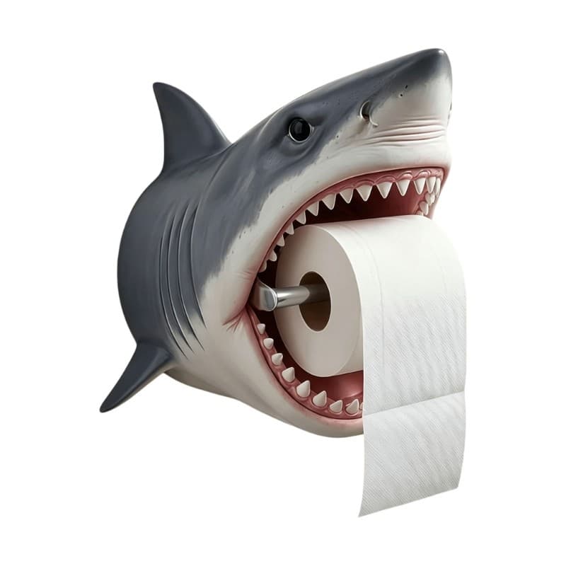 Suporte De Papel Higiênico Treeling Shark Para Uso Em Prateleira De Banheiro Ou Área De Lavagem