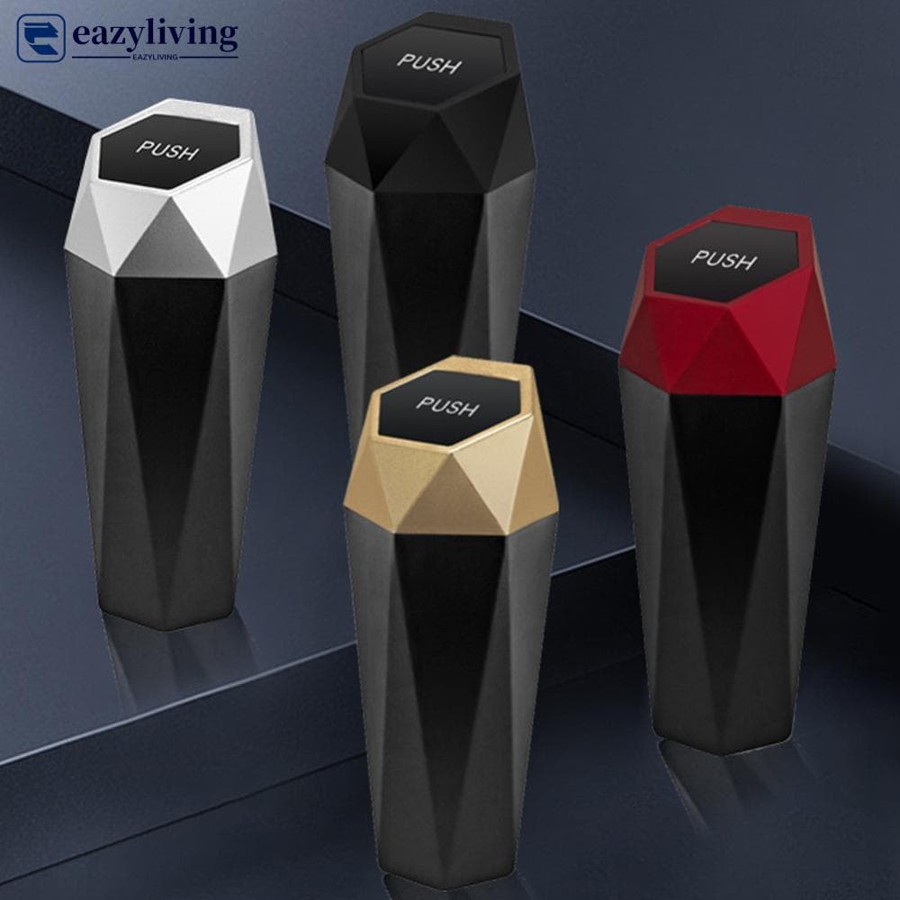 EAZYLIVING Lata De Lixo De Carro , 1 Peça , Design De Diamante , À Prova De Vazamento , Lixeira De Veículo Com Tampa Par