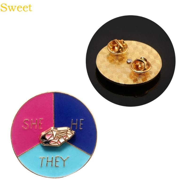 Minimalista Pronoun Emblemas Gênero Broche Identidade Botão Ele Ela Eles Alfinetes Lapela