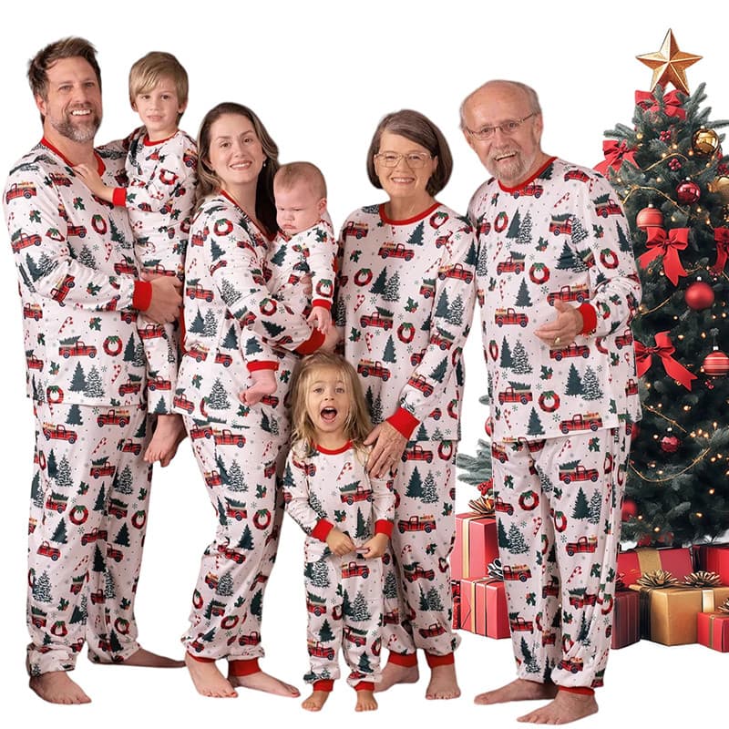 Algodão Natal Família Combinando Pijamas Mãe Crianças Roupas Meninos Meninas Bebê Pijama Infantil Irmão Casal Olhar
