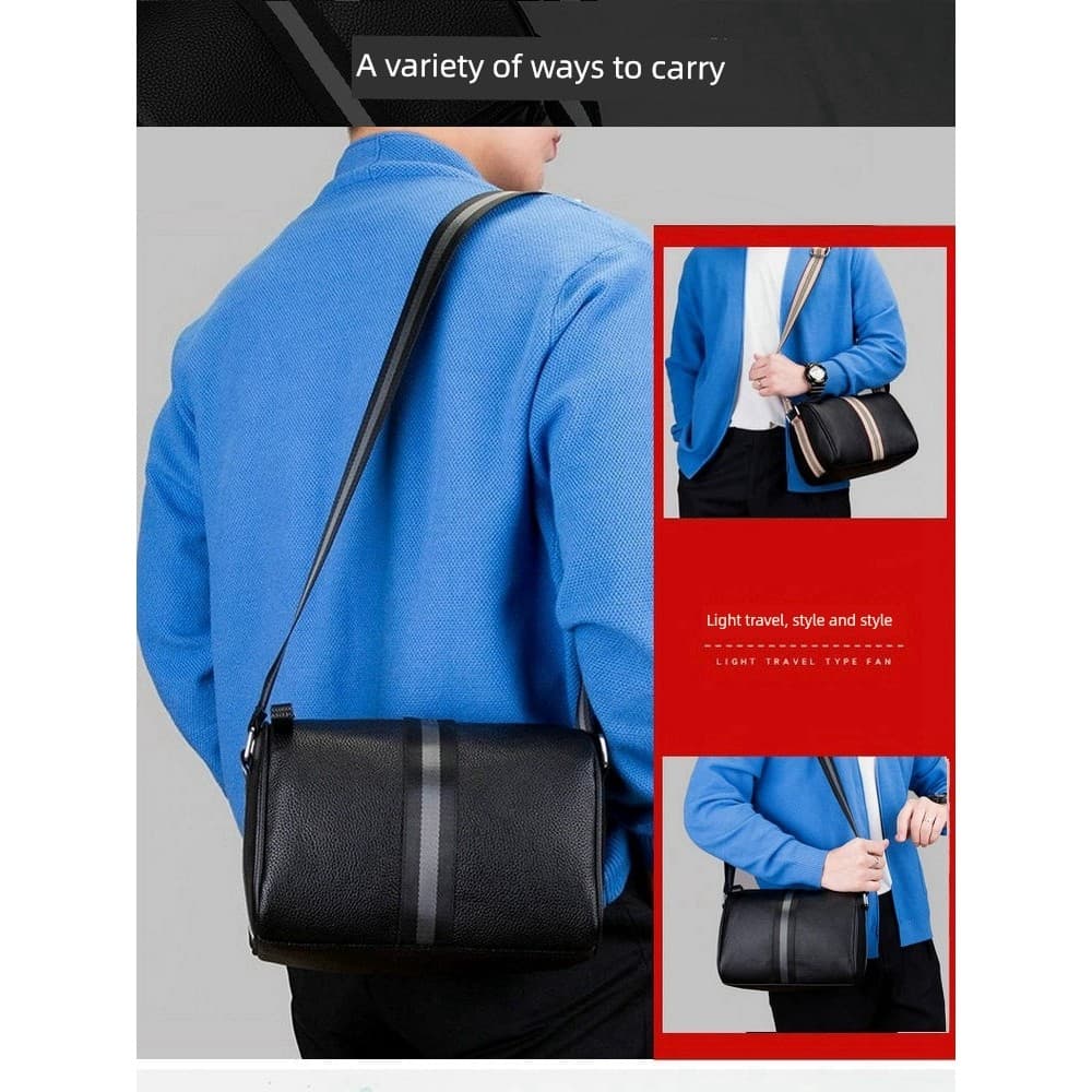 Bolsa mensageiro Casual cilíndrica de couro genuíno de um ombro Fashion na moda
