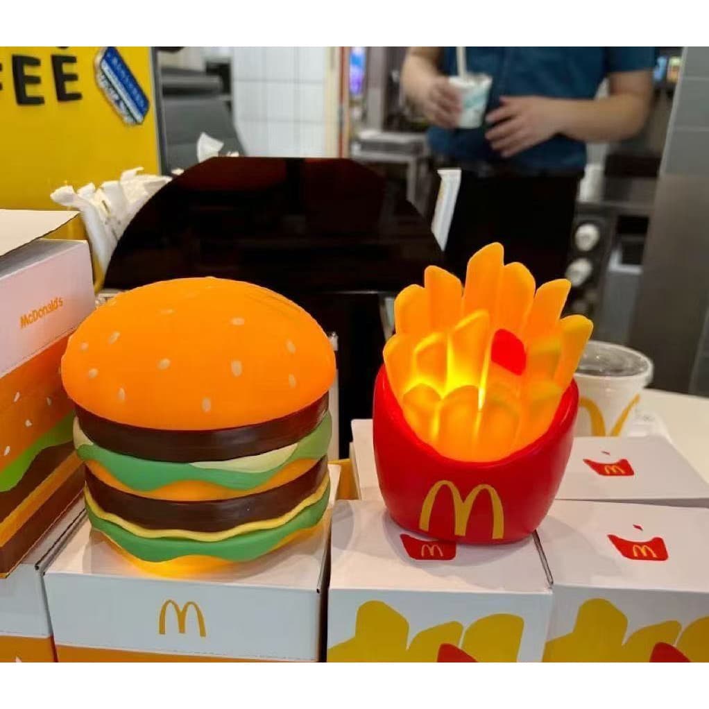 Luminária Noturna de Hambúrguer do McDonald's em Estilo Cartoon, Brinquedo Antiestresse, Luminária Divertida em Forma de