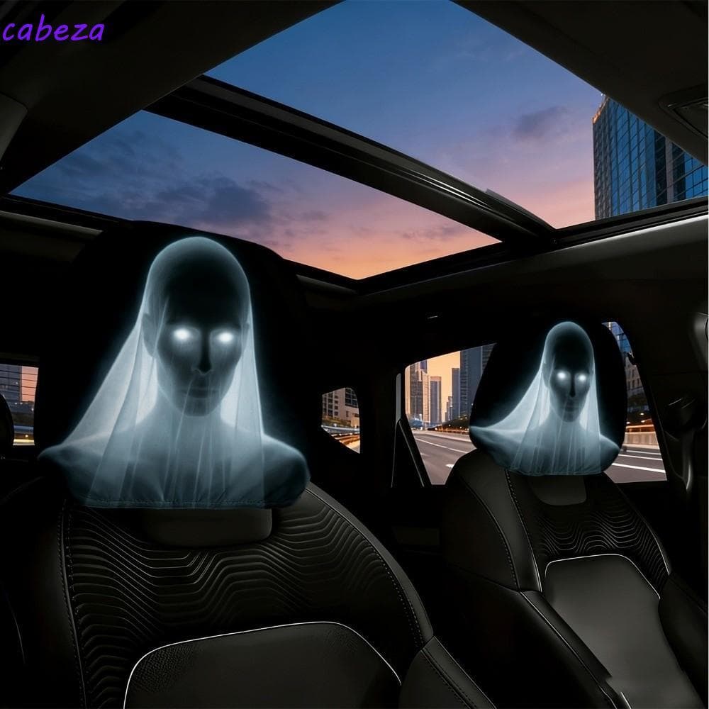 CABEZA 2 Peças De Capas De Encosto De Cabeça De Carro , Engraçadas Elásticas 2D , Capa Assento Fantasma Elástico