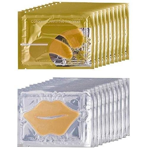 Theshiry10 Pares de Máscaras de Colágeno Cristal para Olhos e 10 Máscaras para Lábios, Máscara Anti-Idade para Olhos e L