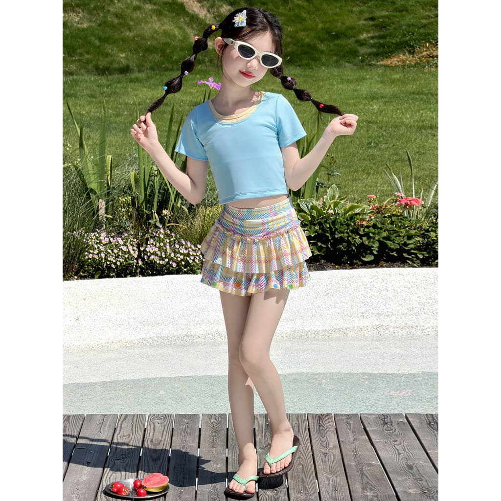 🔥 VENDA QUENTE 🔥 para Meninas Praia Piscina Maiô com Saia Infantil Moda Praia Meninas Meninas E # 39 ; Roupa De Banho