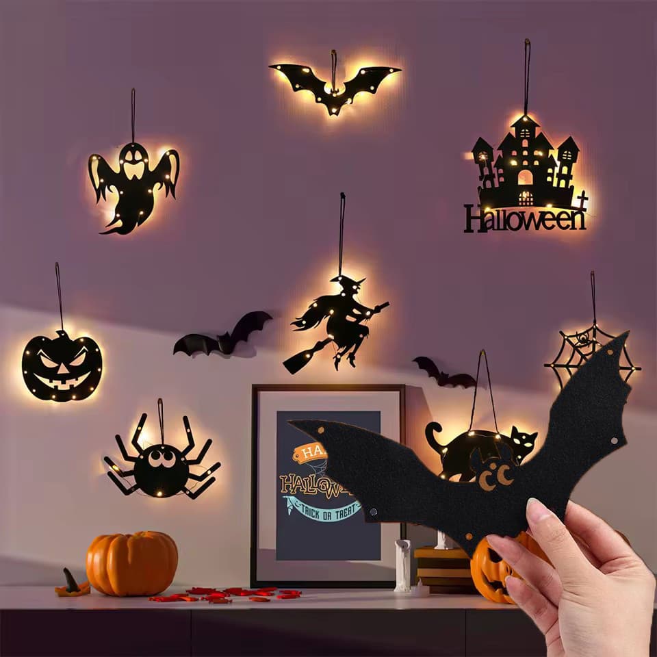 3-1Pcs LED Halloween Pendurado Silhueta Horror String Light-Lâmpadas Alimentadas Por Bateria-Presentes De Adereços De At