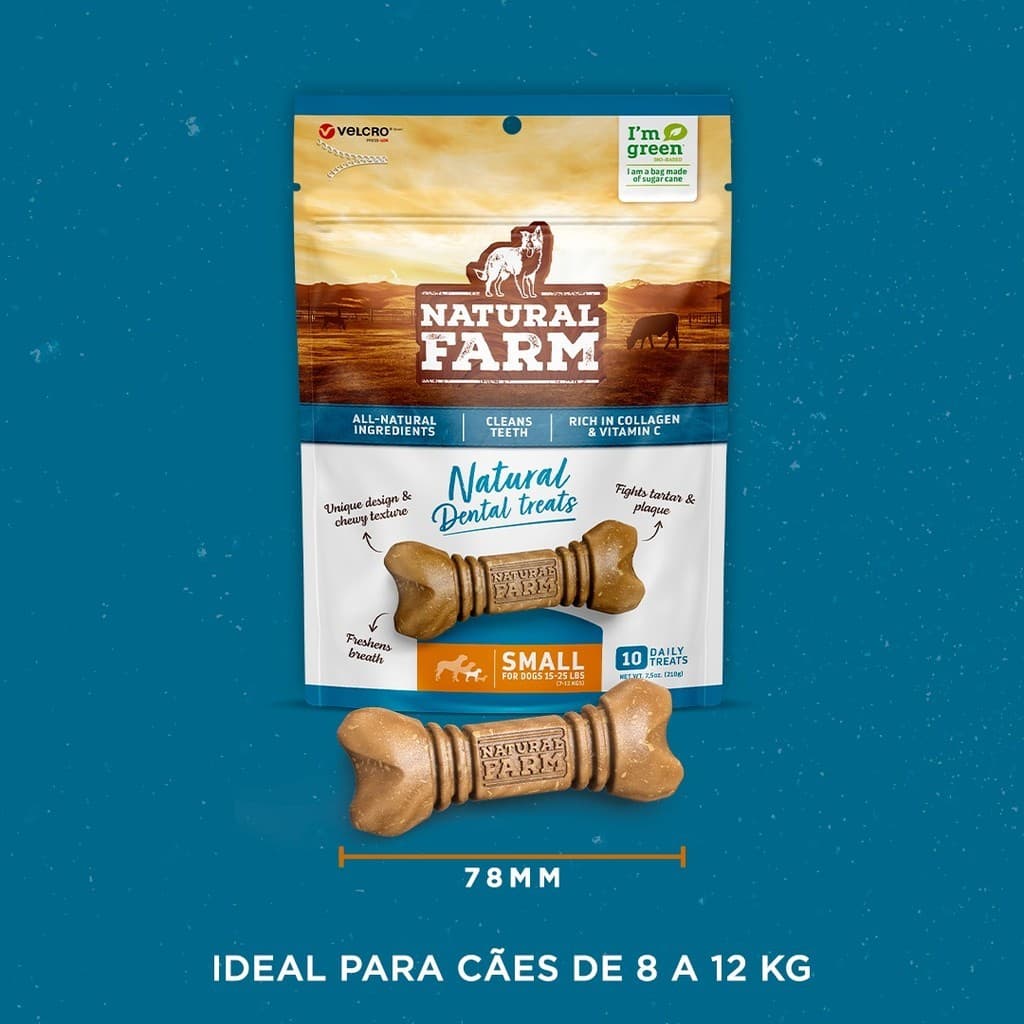Petisco Cães Snack Dental Porte Pequeno 210g Natural Farm