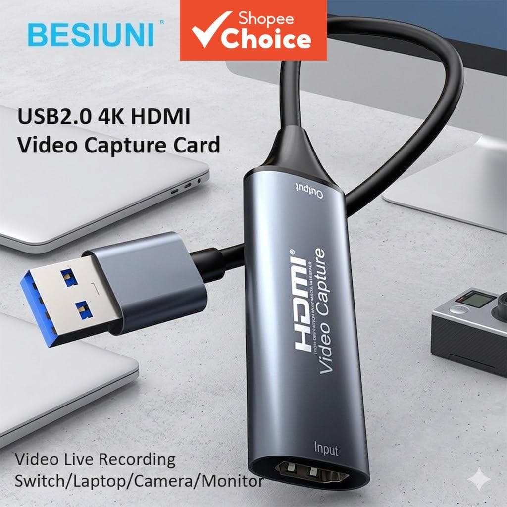 Placa de Captura de Vídeo 4K Captura HDMI para USB 2.0 Cam Link para Transmissão de Jogos PS5 Switch Mac Elite
