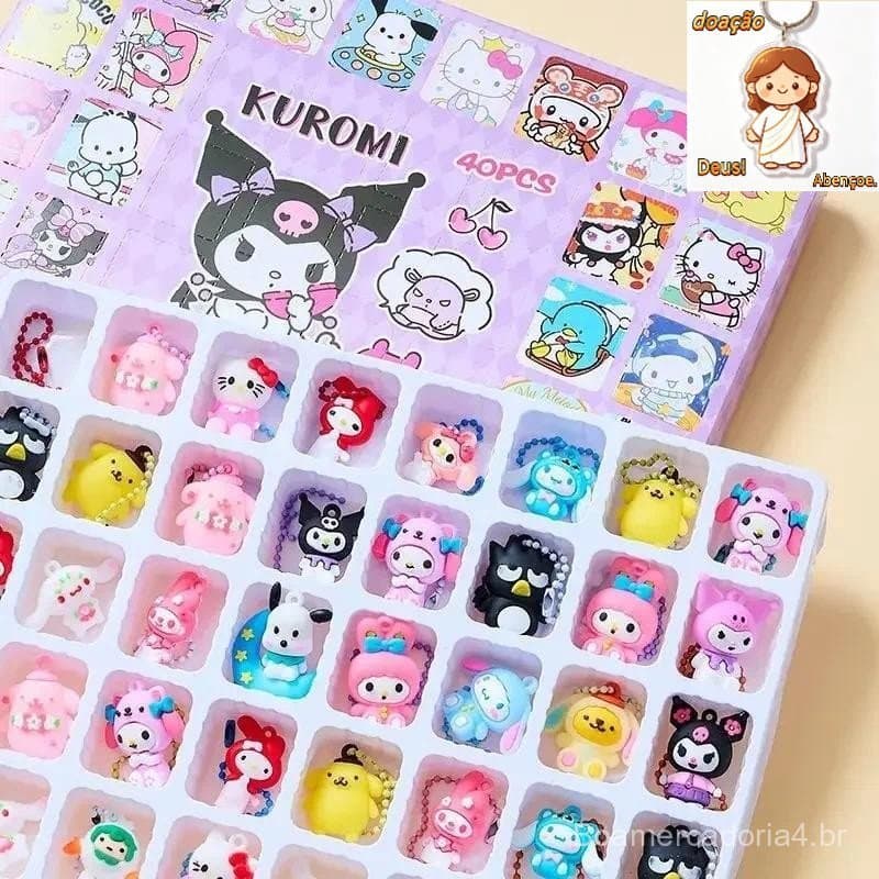Caixa de Presente com 40 Peças de Bonecas de Desenho Animado Sanrio Hello Kitty My Melody, Roupas Infantis Feitas à Mão,