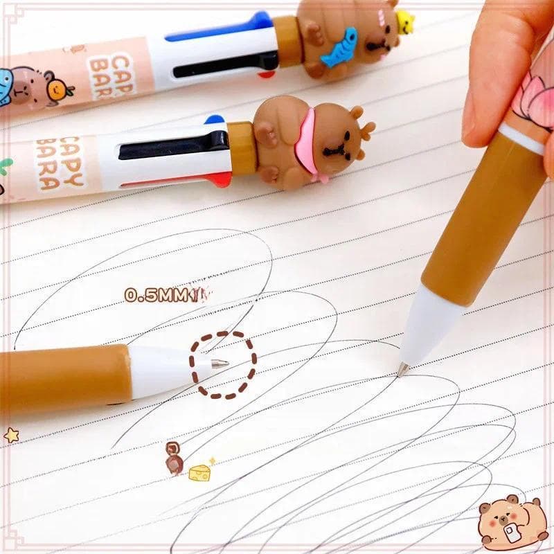 12 Pcs Cute Capivara Kapibala Press 4 Cores Canetas Esferográficas Para Escrita De Estudante De Escritório