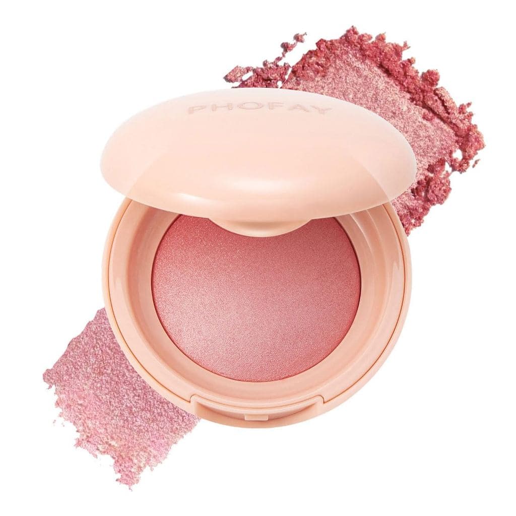 PHOFAY Blush em Pó Luminoso - Fórmula Multiuso, Ultra-Fina e Suave, Blush Cozido para as Maçãs do Rosto, Leve e Iluminad
