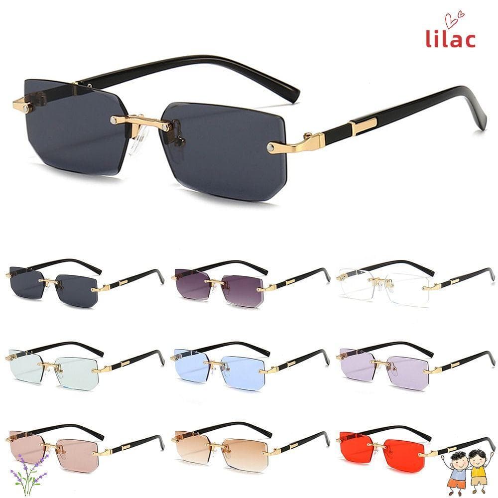 Óculos De Sol Sem Moldura LILAC , Retangulares Aro Com Proteção UV400 Y2K , Tons Para Mulheres E Homens