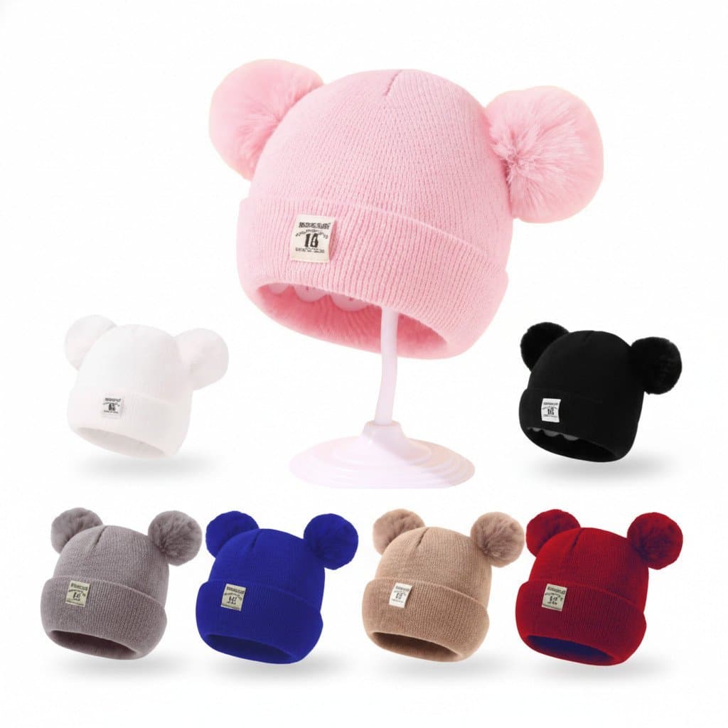 Gorro Touca Infantil Com Pompom Bebê Menina/Menino Inverno Frio Forrada Quentinha
