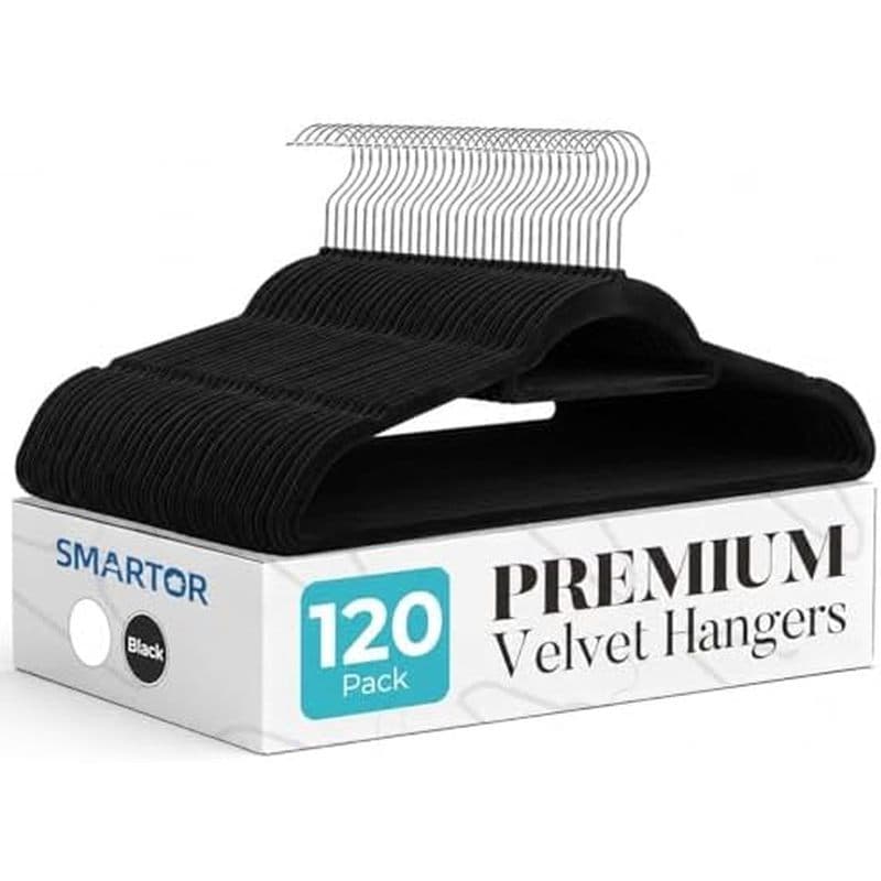 Pacote Com 50 Cabides De Veludo Branco Smartor , Antiderrapantes Que Economizam Espaço | Cabide De Feltro Fino Premium P