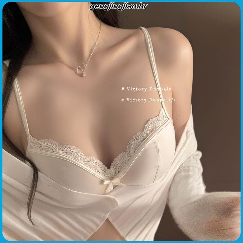 Miss perolado luz luxo puro desejo sem costura renda borda roupa interior feminina seios pequenos reunidos olhar grande