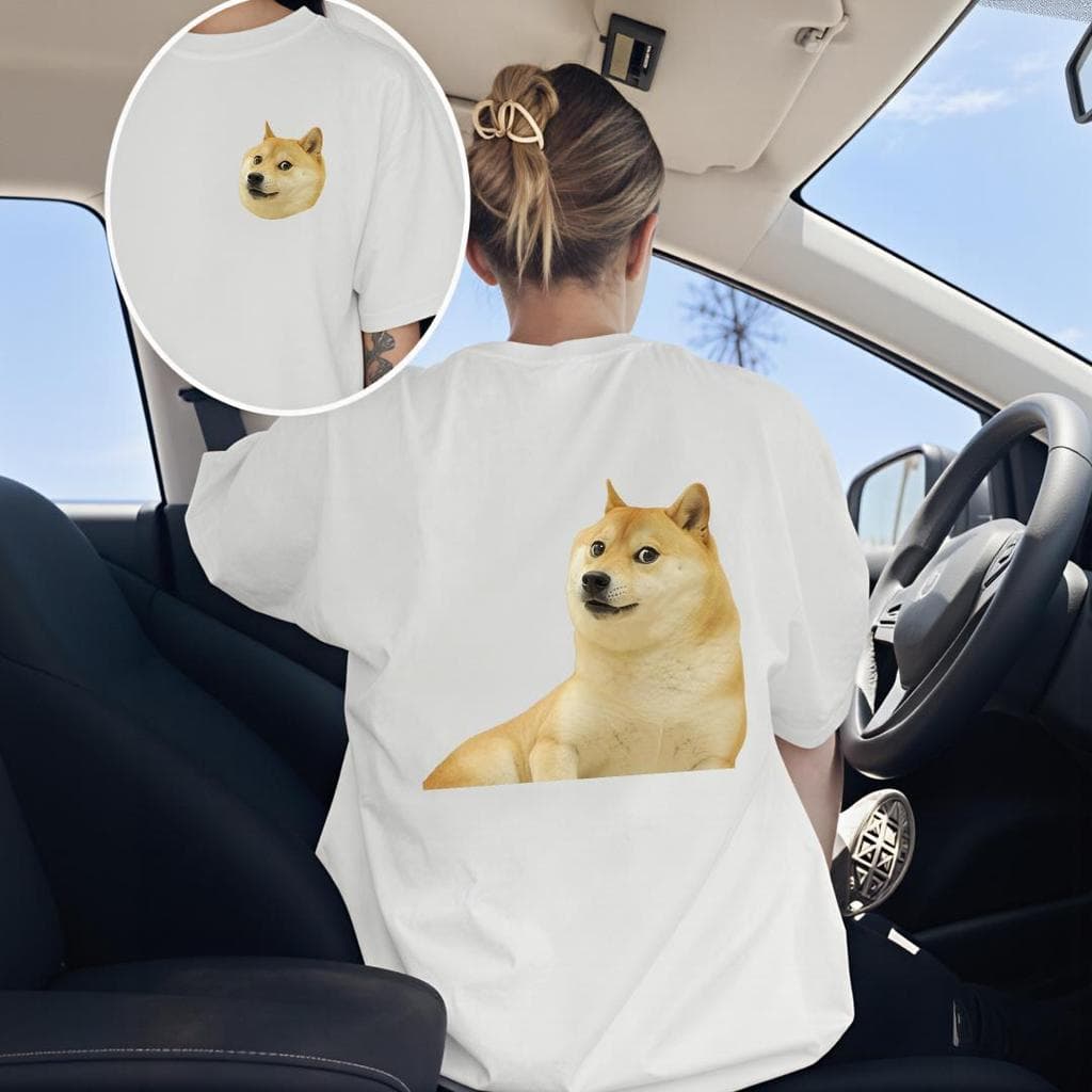 Camiseta Oversize Meme Cachorro nas Costas, Camiseta Unissex de Algodão para Amantes de Memes